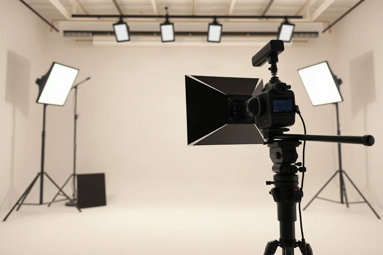 Lighting setup for a consumer product video in a bright studio